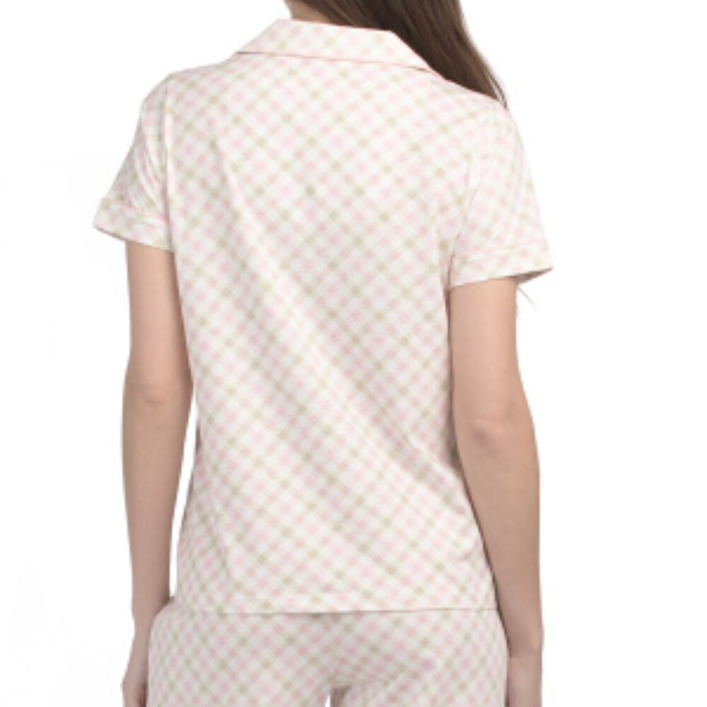 POPPY & CLAY 2pc Short Sleeve Top + Capri Pajama Set Size M Organic Cotton NWT - Picture 3 of 6